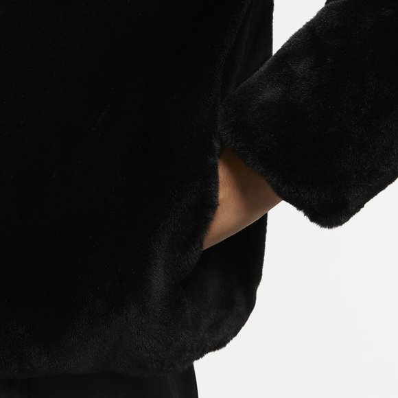Nike Sportswear Womens Black Fossil Faux Fur Full Zip Jacket Size DO3791-010 - Picture 11 of 15